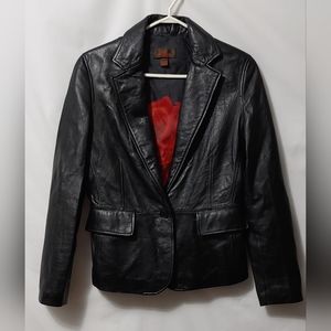 Vintage Danier Leather Jacket with Rose Printed Lining   Size P (S)